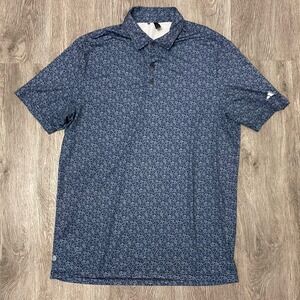 Adidas Polo Shirt Men's Medium Ultimate 365 Blue Floral Performance Golf Stretch